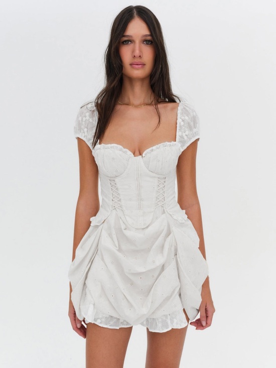 For Love And Lemons Dresses & Skirts - $319 NWT For Love & Lemons “Morgan” Corset Mini Dress in White Sz Small